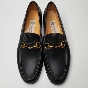 black loafers with gold buckle men's